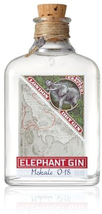 Elephant Gin, London Dry Gin, 500ml, Ideale per Gin Tonic Premium, Note Floreali, Fruttate, Speziate, con Botaniche dall'Africa, Gin Artigianale Distillato in Alambicchi di Rame, Idea Regalo, 45% Vol.