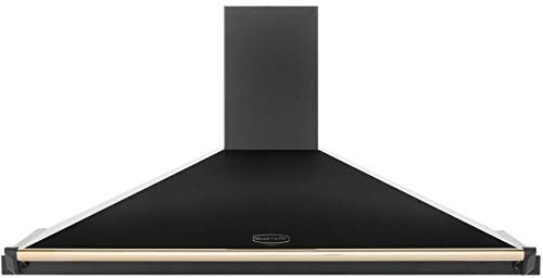 Rangemaster CLAHDC110BB Classic Black with Brass Trim 110cm Chimney Hood