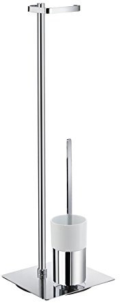 Smedbo FK322P Outline Toilettenpapierhalter mit Bürste, Chrom poliert/Porzellan