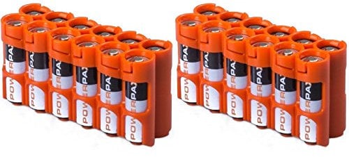 2 X Battery Holder by Powerpax AA Battery Caddy, Orange, 12-PackEach Holder Carries 12 Batteries