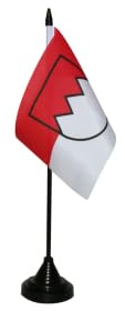 Flaggenfritze Tischflagge Deutschland Franken 10 x 15 cm, reißfestes Polyester, farbintensiver Siebdruck, kleine Fahne mit Kunststoff-Sockel