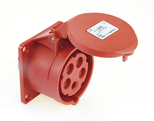 CEE-Anbaudose IP44, 5-polig, 400 V, 6h, 16 A, Gerade, 70 x 70 mm SiRoX – Mit Flanschdichtung, PA6-Gehäuse, Schraubenlose Anschlussklemmen