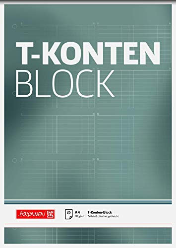 Brunnen 1042025 T-Konten-Block (A4, 25 Blatt, 10 T-Konten je Seite, gelocht, 80g/m²) (1)