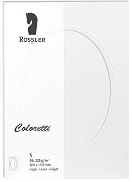 Rössler 220732509 - Coloretti Karten, DIN B6, Passepartout oval, weiß, 5 Stück
