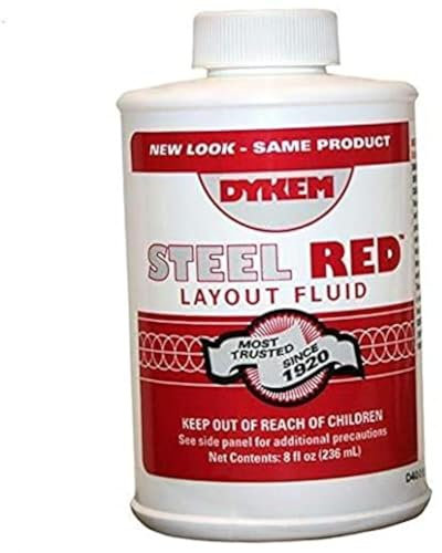 Dykem Steel Red Layout Fluid (80496, 8oz Brush-in-Cup, 240 ml).