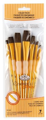 Royal and Langnickel Crafter's Choice Flat Camel Hair Brush Set (Pack of 7)