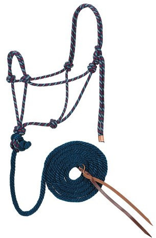 Weaver Leather Diamantgeflecht-Seilhalfter und Leine, Marineblau/Dunkelrot/Weiß