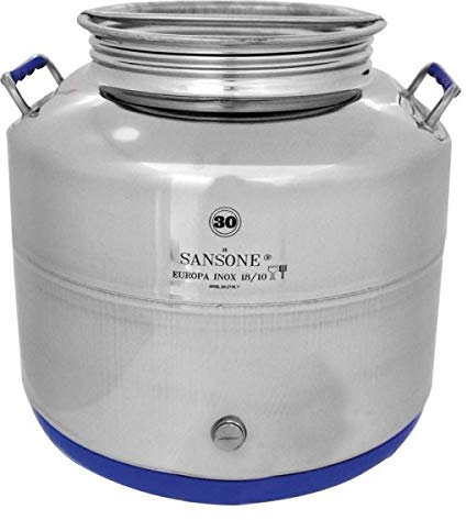 Agrizoo Contenitore Bidone Fusto Saldato Per Olio Rubinetti 25 Litri Acciaio Argento