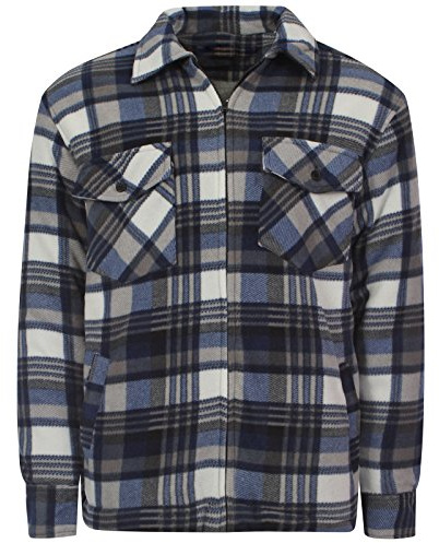 MyShoeStore Mens Padded Shirts Lumberjack Collared Hooded Flannel Check Jacket Thick Quilted Work Wear Warm Thermal Fleece Fur Lined Top Casual Coat