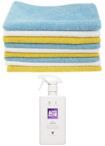 Amazon Basics Microfibre Cleaning Cloths Pack of 36 & Autoglym 500ml Fast Glass