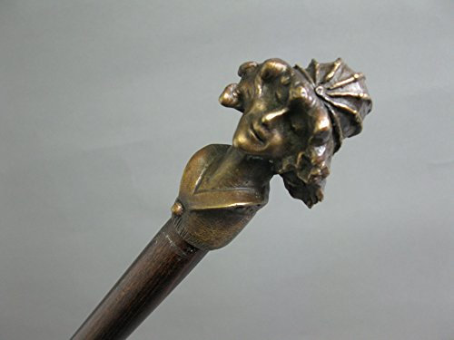 Holz Gehstock mit Bronze Griff Spazierstock 94cm Wanderstock M60 Walking Stick