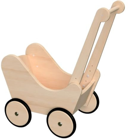 Puppenwagen aus Holz 6014 - Lauflernwagen - Gummibereifung - höhenverstellbar
