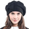 HISSHE Frauen Barette 100% Wolle Baskenmützen Schicke Winter Mütze HY022 (Schwarz)