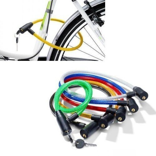FAST WORLD SHOPPING ® Cavo Acciaio Lucchetto Per Bicicletta Catena Con Chiave Catenaccio Antifurto Bici Laccio In Acciaio