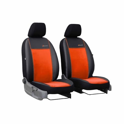 Saferide 2er Set Autositzbezüge Transporter universal | Bus Sitzbezüge Kunstleder Orange für Airbag geeignet | für Vordersitze | 1+1 Autositze vorne