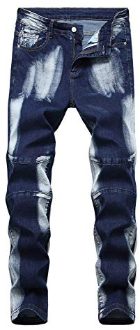 Baylvn Men's Casual Ripped Skinny Distressed Slim Fit Holes Biker Jeans - Blue - 32