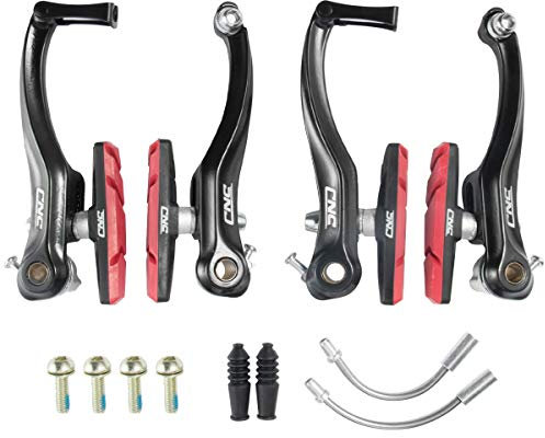 Chooee 2 Paia Freni V-brake per Bici, Set di Freno V Brake Anteriore e Posteriore, Nero/Rossa