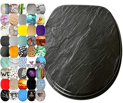 Sanilo Toilet Seat, Great Range of Colorful Toilet Seats, Stable Hinges, Easy to Mount (Granite)