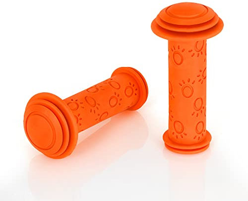 P4B | Fahrradgriffe Kinder in Orange | Rutschfester Kindergriff | Für 22 mm Durchmesser | Lenkergriff mit seitlichem Aufprallschutz | schadstofffrei
