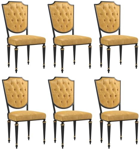 Casa Padrino Luxus Barock Esszimmer Stuhl Set Gold/Schwarz/Antik Gold 50 x 50 x H. 105 cm - Edle Küchen Stühle mit hochwertigem Leder - Barock Stühle 6er Set - Esszimmer Möbel
