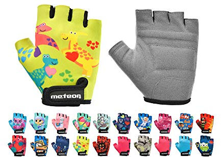 meteor Guantes de Ciclismo Niñas y Niños - Guantes Bicicleta para Infantil MTB BMX Carretera Montaña sin Dedos