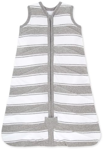 Burt's Bees Baby Unisex-Baby LY27421-HTG-MD Anziehbare Decke, Heather Grey Rugby Peace Stripe, Medium