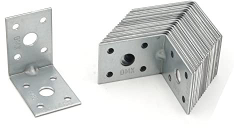 BRESKO Holzverbinder mit Sicke 50x50x35x2 mm 20Stk. VPE Winkel Bauwinkel mit Steg Montagewinkel Rippe Verzinkt Holzbau