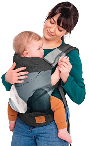 LIONELO Margareet Baby Trage, 3 Tragepositionen, richtige Position des Babys, versenkbare Haube, doppelter Schutz, hautfreundliche Materialien, Gürtel, TÜV Zertifikat