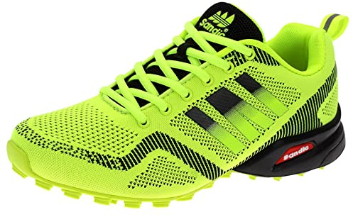 Dvina Hochwertige Sneaker Sportschuhe in Neon-Farbe - Perfekt für Lauf- und Trekking-Abenteuer sowie Freizeitaktivitäten - Bequeme Schnürschuhe mit Runners-Design Halt SD2053 Grün Schwarz EU 40
