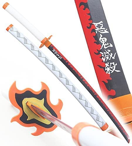 Katana en bois Demon Slayer Nichirin de Kyojuro Rengoku replique Cosplay Epee de samourai Anime Sabre en Bois