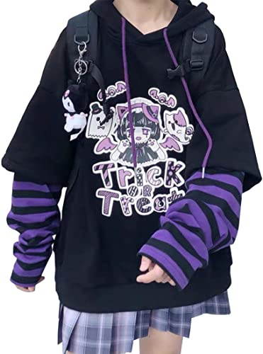 WINKEEY Damen Japanischer Harajuku Kapuzenpullover Mädchen Herbst Winter Hoodie Hip Hop Streetwear Punk Süß Sweatshirts Oversized Pulli