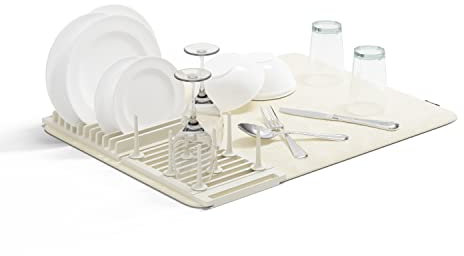Umbra Udry Peg Escurridor de platos con tapete, Lino