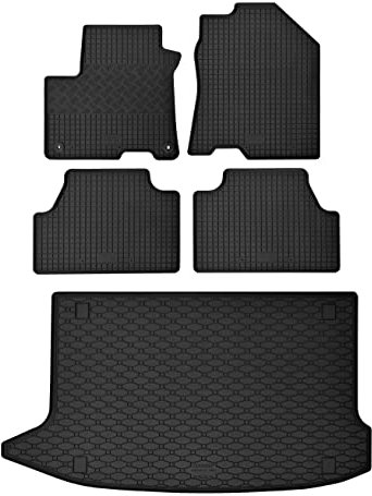 Passende Gummimatten und Kofferraumwanne Set geeignet für Hyundai Kona Electric ab 2017 EIN Set + Gurtschoner