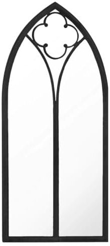 vidaXL Indoor Iron Decorative Wall Mirror - Black, High Durability, Rust effect, Easy to Mount, Light Enhancer, Stylish Look, 100x45 cm Size