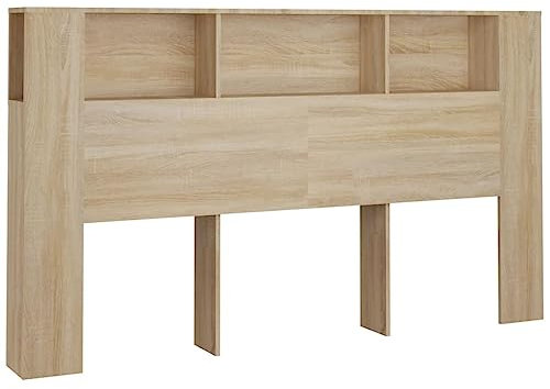 vidaXL Armoire de Tête de Lit Murale Meuble de Chambre à Coucher Tête de Lit avec Rangement Accessoire de Lit Intérieur Chêne Sonoma 180x18,5x104,5 cm