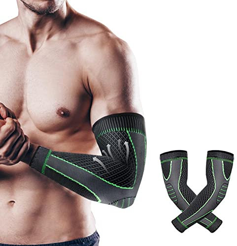 HMCEY 1 Paio Supporto Tutore Gomito per Tendinite Elastiche Gomitiere Compressiva Manicotti Compressione Sportiva Braccia per Allevia il dolore al gomito del tennista, Epicondilite, all'artrite