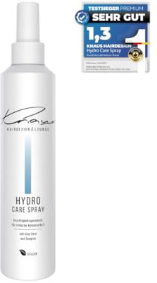 Knaus Hairdesign HYDRO 2-Phasen Care Spray – Feuchtigkeitsspendender Leave-In Conditioner für alle Haartypen – mit Aloe Vera, Seegras – verbessert Kämmbarkeit & verleiht Glanz – ohne Ausspülen