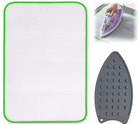 1 pezzo in silicone tappetino per riposo stiro, con 1 pezzo di tappetino di isolamento termico da stiro, tappetino per il riposo in ferro, tappetino da stiro portatile, protezione termica di sicurezza