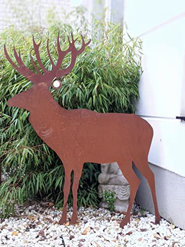 Zen Man Edelrost Gartenstecker Hirsch Gartendeko Rost Gartenhirsch Weihnachtsdeko Metall 1.6mm,031864 L105 H115cm