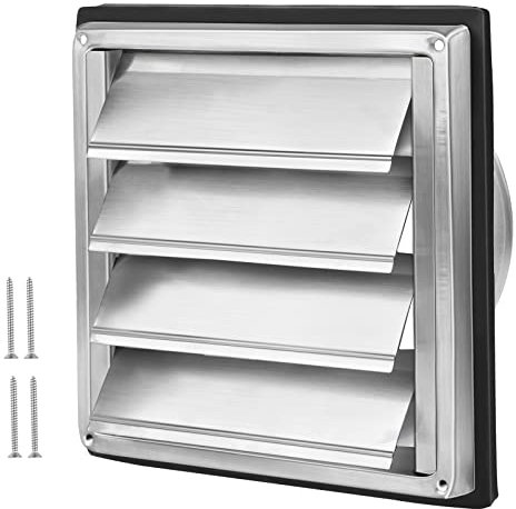 LALAGO Griglia di ventilazione 150mm, Serranda Antiriflusso Griglia di protezione dalle intemperie in Acciaio inox con lame mobili, Griglia a lama Griglia di ventilazione Ø150mm