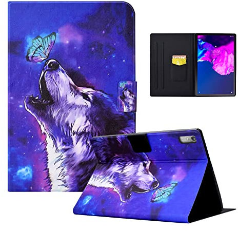 CXTcase Custodia per Lenovo Tab P11 (2nd Gen) 11.5 2022,PU Intelligente Tablet Cover Lenovo Tab P11 (2nd Gen) 11.5 2022,Tablet Custodia con Slot per Schede,Farfalla e Lupo