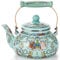 Pumtus 2.6 Quart Floral Enamel Tea Kettle, Vintage Enameled Teapot Stovetop, Enamel on Steel Water Coffee Tea Pot with Ceramic Handle, Colorful Hot Water Kettle for Home Kitchen Decor, No Whistling