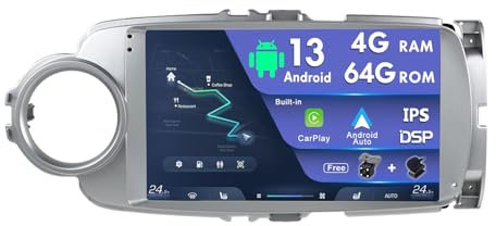 2 Din Autoradio Android 14.0 per Toyota Yaris/GRMN 2012-2017 Navigazione GPS WIFI DSP Carplay SWC BT 4GB + 64GB