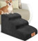 MASTERTOP Dog Steps for Bed, 3-Steps High Density Foam Dog Stairs for Small Injured Older Pets, Dogs Ramp with Removable Cover, Non-Slip Pet Stairs for Indoor Sofa Couch Bed - Black, 60 x 40 x 40cm