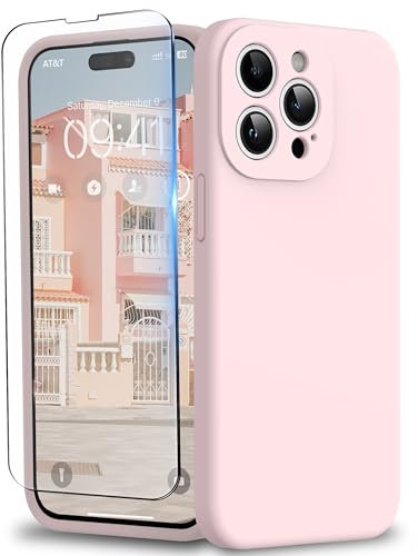 INGIDO für iPhone 15 Pro Hülle, Liquid Silikon Hülle mit Upgraded Kameraschutz Handyhülle Kratzfest stoßfeste Schutz Case mit Soft Mikrofaserfutter - Hellrosa