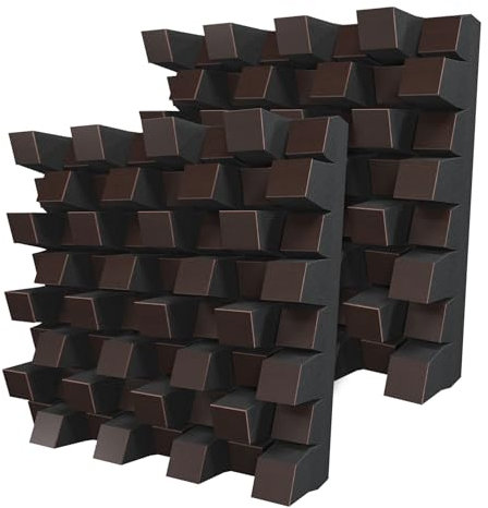 2er-Pack – Akustikdiffusor | 2D-Diffusor | Größe: 50 x 50 cm | Reflexion – Diffusion – Absorption – Schalldämmung | Wandkunstpaneel | Farbe: [SIRIUS (150mm) | Wenge]