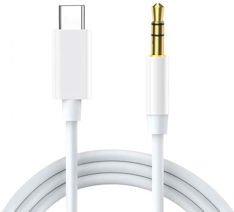 Cavo audio da USB-C a AUX da 3,5 mm, cavo stereo per auto certificato Apple MFi per iPhone 15/15 Plus/15 Pro/15 Pro Max, iPad Pro, MacBook, Samsung Galaxy S23 S22 Note 20, Pixel 5 6 (bianco)