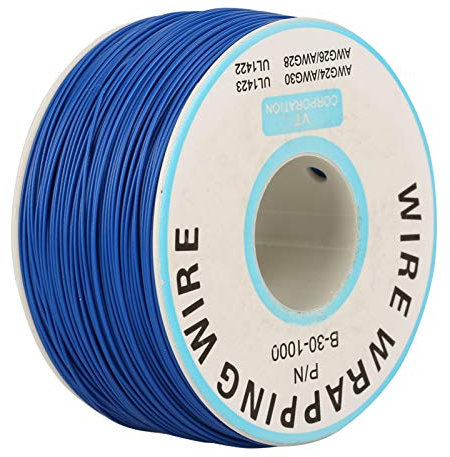 30Awg(0,5mm) Filo Elettrico, 1Roll 200M Nero/Bianco/Giallo/Blu Ponticelli Filo Ok Cavo Avvolgere I Gioielli Cavo Rame Stagnato Cavo A 1 Filo 30Awg, per Pcb Test &Crafts(Blu)