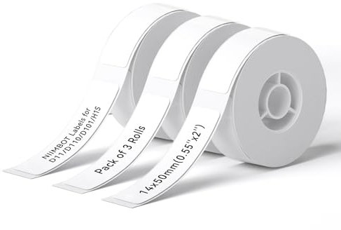 NIIMBOT 3 Rolls Labels for D11/D110/D101/H1S, Thermal Printer Labels 0.55 x 2(14x50mm), NIIMBOT Labels for Logo/Jar Label/Home/Kitchen(White)