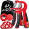 FitBeast Handtrainer Trainingsset (5-teilig), 2 Unterarmgriff Einstellbare Widerstand Handgreifer, Fingerdehner, Griffball & Stressabbau-Griffball für Athleten (Karmesinrot)
